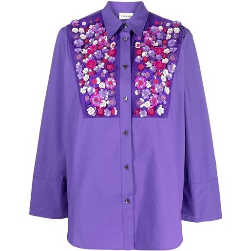 P.A.R.O.S.H. camicia con applicazione a fiori - viola