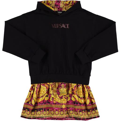 VERSACE vestito in twill e cotone con cappuccio