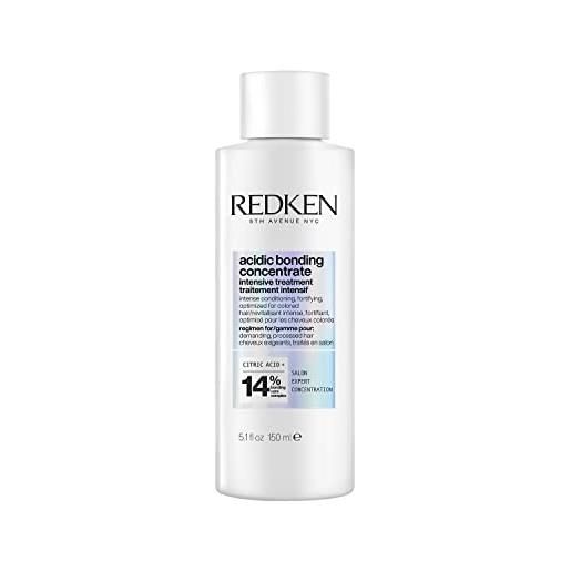 Redken trattamento intensivo pre-shampoo per tutti i tipi di capelli danneggiati e fragili, riparazione intensa, formula vegana, acidic bonding concentrate, 150 ml