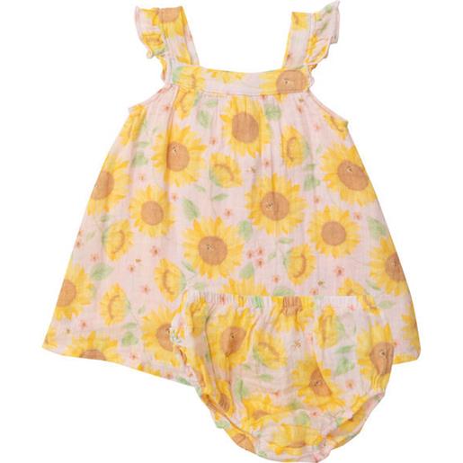 Angel Dear abitino sundress e culotte in mussola di cotone per bambina 6 mesi-4 anni