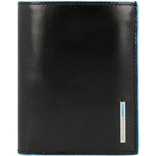 Piquadro portafoglio quadrato blu ii in pelle 9,5 cm nero