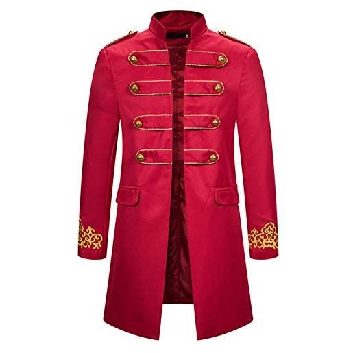 Superdry lalaluka frack steampunk - giacca da uomo, stile gotico, a maniche lunghe, stile vintage, stile vittoriano, colore: rosso, s