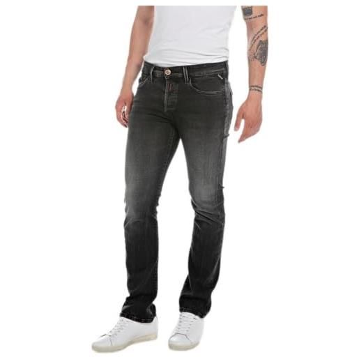 REPLAY jeans uomo waitom regular fit recycled in denim comfort, nero (black delavé 099), w30 x l30