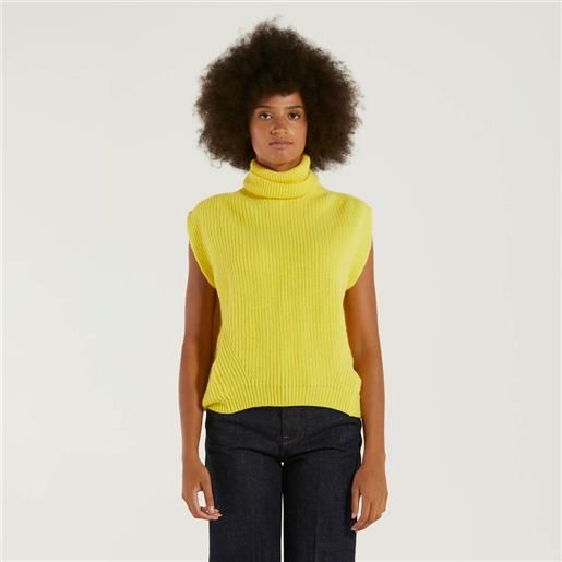 DEPARTMENT FIVE department5 maglione smanicato collo alto giallo