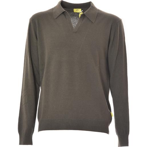 HEMMOND maglia military taglio polo senza bottoni misto cashmere