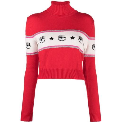 Chiara Ferragni maglione a collo alto logomania - rosso