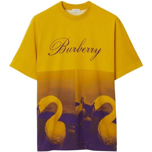 Burberry t-shirt con stampa swan - giallo