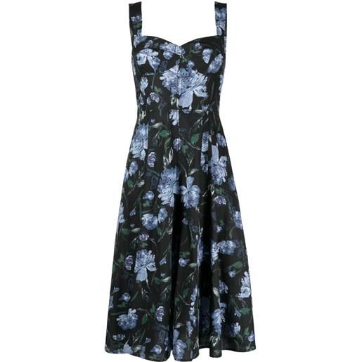 Marchesa Rosa abito midi holly a fiori - blu