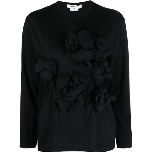 Comme Des Garçons t-shirt con dettaglio a fiori - nero