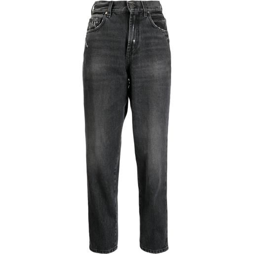 Lardini jeans con effetto schiarito crop - nero