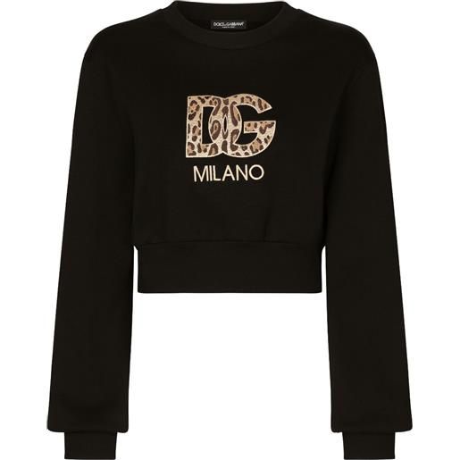 Dolce & Gabbana felpa crop con applicazione - nero