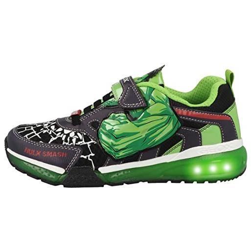 Geox j bayonyc boy, scarpe da ginnastica bambini e ragazzi, nero verde, 29 eu