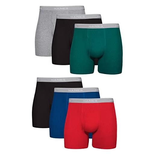 Hanes men's comfort flex exposed waistband boxer brief, assorted-6, medium
