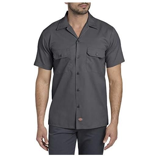 Dickies men's short-sleeve flex work shirt slim fit, charcoal, m