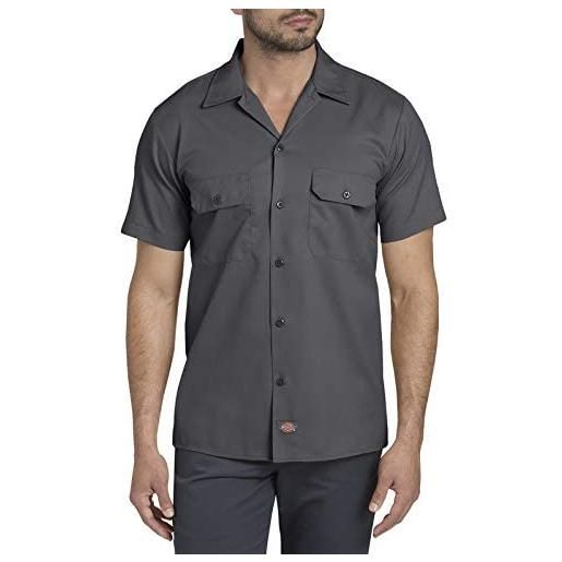 Dickies men's short-sleeve flex work shirt slim fit, charcoal, l