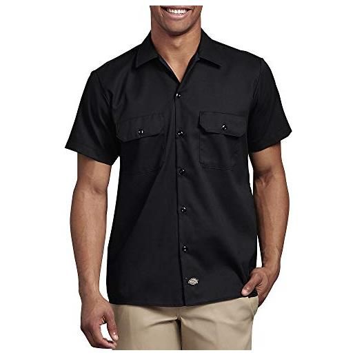 Dickies men's short-sleeve flex work shirt slim fit, black, l
