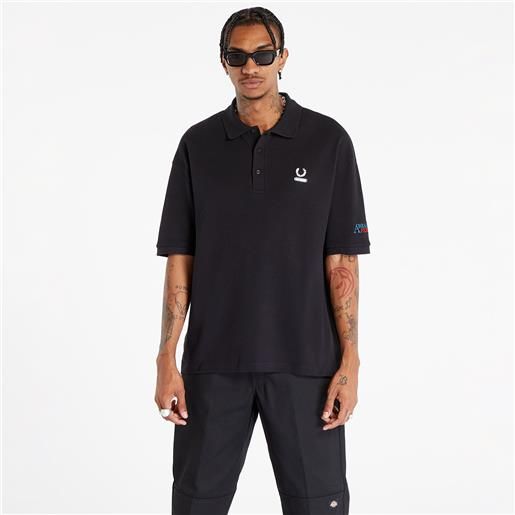 FRED PERRY x raf simons embroidered oversized polo t-shirt black