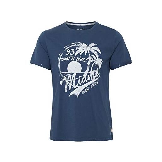 b BLEND blend perry magliette t-shirt a maniche corte con stampa da uomo con girocollo taschino, taglia: s, colore: ensign blue (70260)