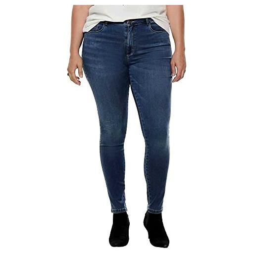 Only carmakoma nos caraugusta hw sk dnm jeans mbd noos skinny, blu (medium blue denim medium blue denim), l34 (taglia produttore: 52) donna