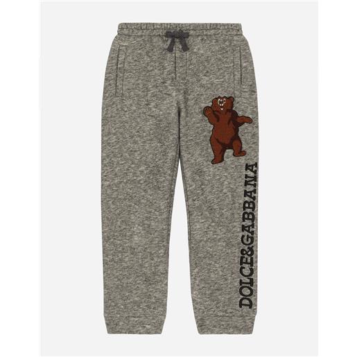 Dolce & Gabbana pantalone jogging in cotone con patch e ricamo logo