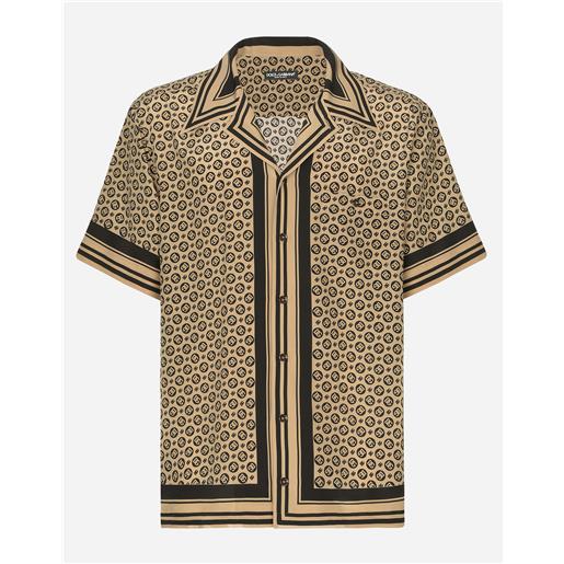 Dolce & Gabbana camicia hawaii crêpe de chine stampa logo dg
