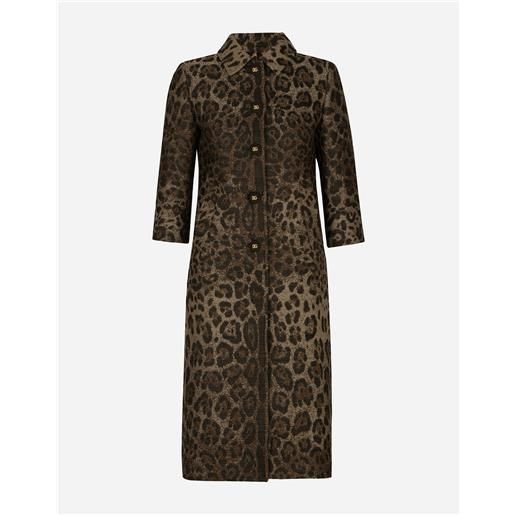 Dolce & Gabbana cappotto monopetto in lana jacquard leopardo