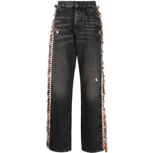 Marcelo Burlon County of Milan jeans dritti con dettaglio frangia - nero