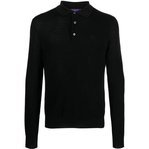 Ralph Lauren Purple Label maglione in stile polo con ricamo - nero
