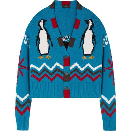 Alanui cardigan for the love of penguin jacquard - blu