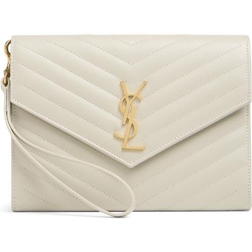 SAINT LAURENT pochette cassandre in pelle goffrata