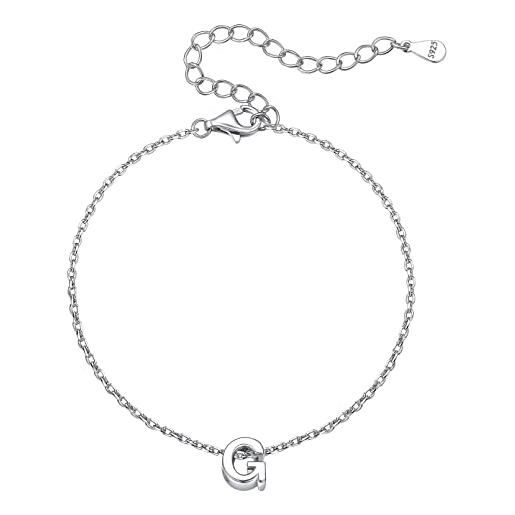 ChicSilver bracciale donna argento 925 con iniziale g bracciale argento 925 donna con lettera g bracciale donna regolabile con g con confezione regalo