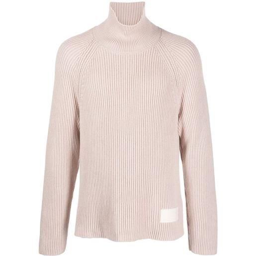 AMI Paris maglione a coste con applicazione - rosa