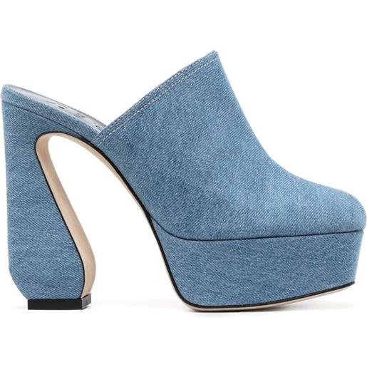 Sergio Rossi mules denim con plateau 135mm - blu