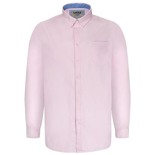 D555 richard basic oxford - camicia a maniche lunghe da uomo, taglie forti, in 5 colori, da 2xl a 6xl, rosa, 3xl plus