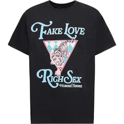 HOMME + FEMME LA t-shirt fake love rich sex tiger in cotone