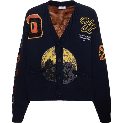 OFF-WHITE cardigan cryst moon phase in misto lana
