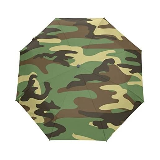 KAAVIYO mimetico verde militare da campeggio ombrello pieghevole automatico antivento con auto apri chiudi portatile ombrelli per viaggi spiaggia donne bambini ragazzi ragazze