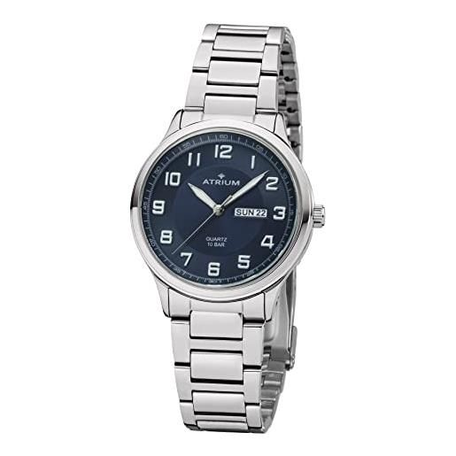 Atrium Orologio Uomo Solare In Acciaio Inox – 42 Mm, 10 Bar, Datario, Quadrante Bianco, Cinturino Acciaio – Regalo Con Confezione - 4