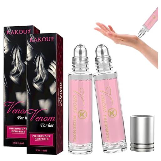 FOCUSUN roller ball perfume, pheromone perfume for women and men, romantic, long lasting fragrance, parfum for her (2pcpink)