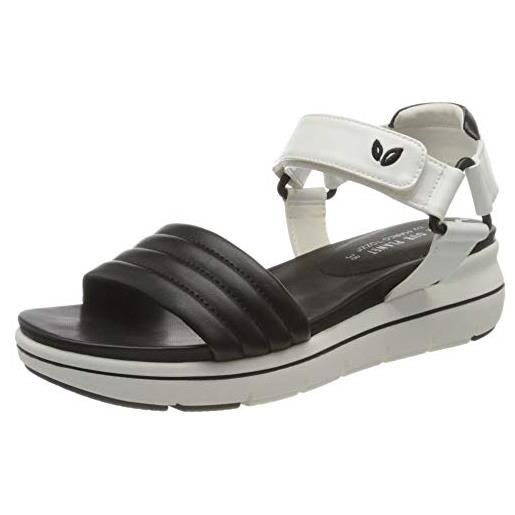 Marco tozzi 2-2-28556-24, sandali con cinturino alla caviglia donna, nero (black/white 010), 38 eu