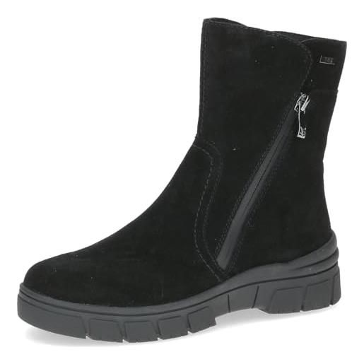 CAPRICE stivali invernali da donna senza tacco in pelle idrorepellenti, nero (black nubuc), 37 eu