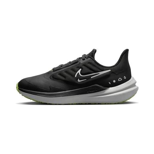 Nike air winflo 9 shield, scarpe da corsa su strada donna, nero (black white dk smoke grey volt), 39 eu