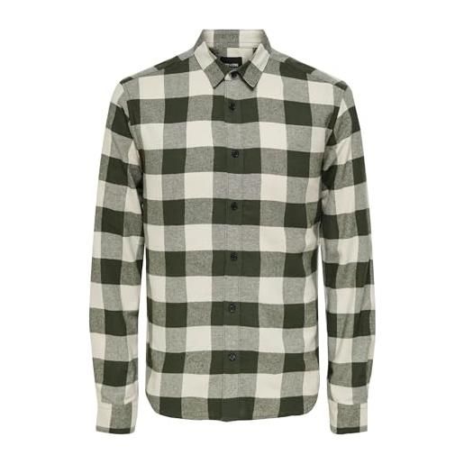Only & sons onsgudmund ls checked shirt noos camicia, monks robe, l uomo