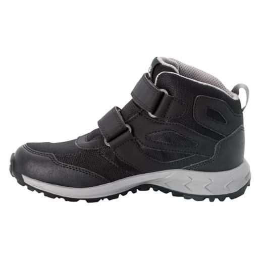 Jack Wolfskin woodland texapore mid vc k, scarpe da passeggio unisex-adulto, nero/grigio, 35 eu