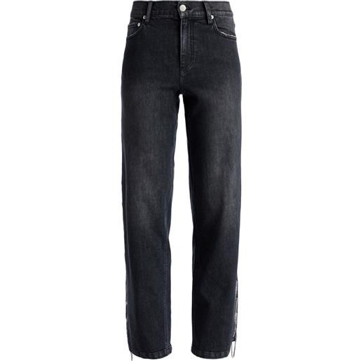 alice + olivia jeans dritti gayle con decorazione di cristalli - nero