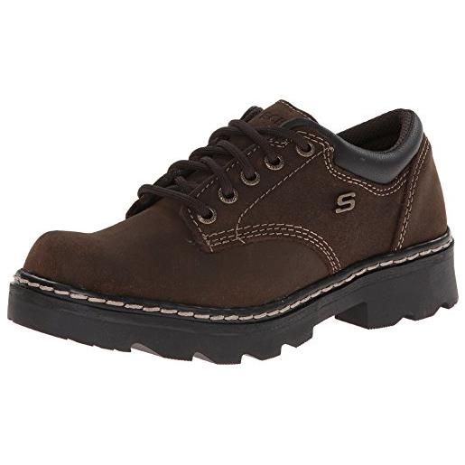 Skechers women's parties-mate oxford, chocolate suede leather, 8.5 m us