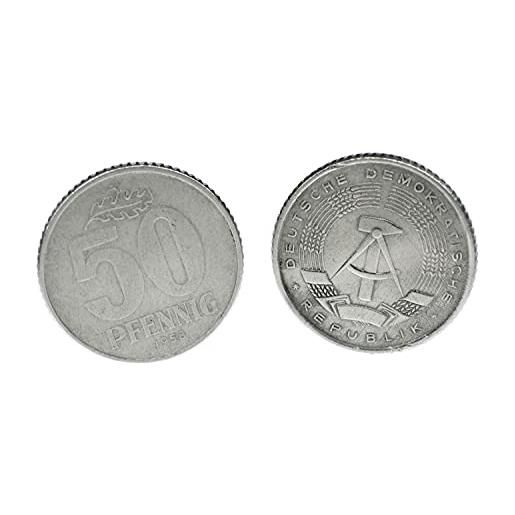 Miniblings 50 pfennig ddr gemelli moneta d'argento nostalgia + box - gioielli bottoni della camicia gemelli i gemelli degli uomini sono scatola di legno incluso
