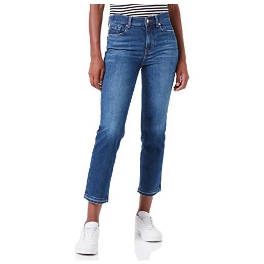 7 For All Mankind the straight crop slim illusion with let down hem jeans, blu scuro, 25w / 25l donna