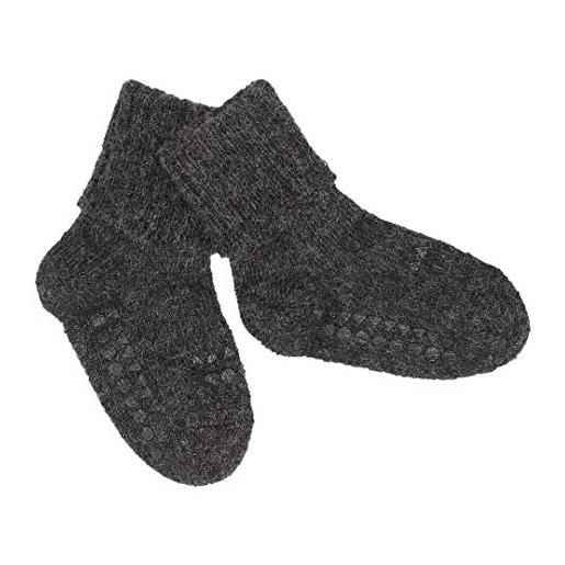 GoBabyGo - calzini antiscivolo per bambini attivi, in lana di alpaca calda, 6-12 m, 17-19 cm, colore: grigio scuro