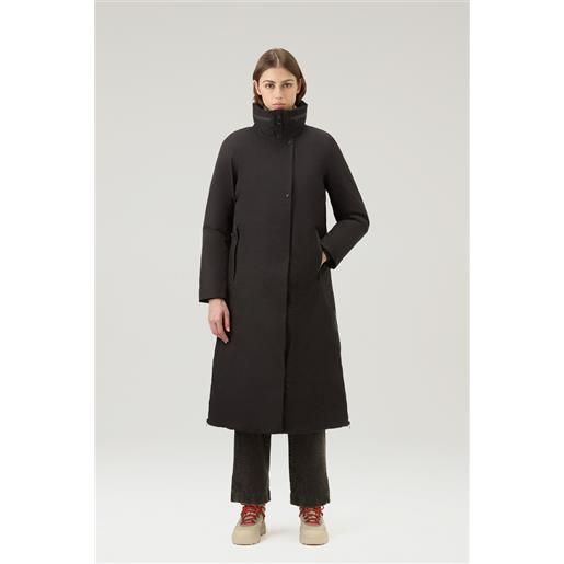 Woolrich donna giacca lunga high tech impermeabile in gore-tex riciclato nero taglia xs